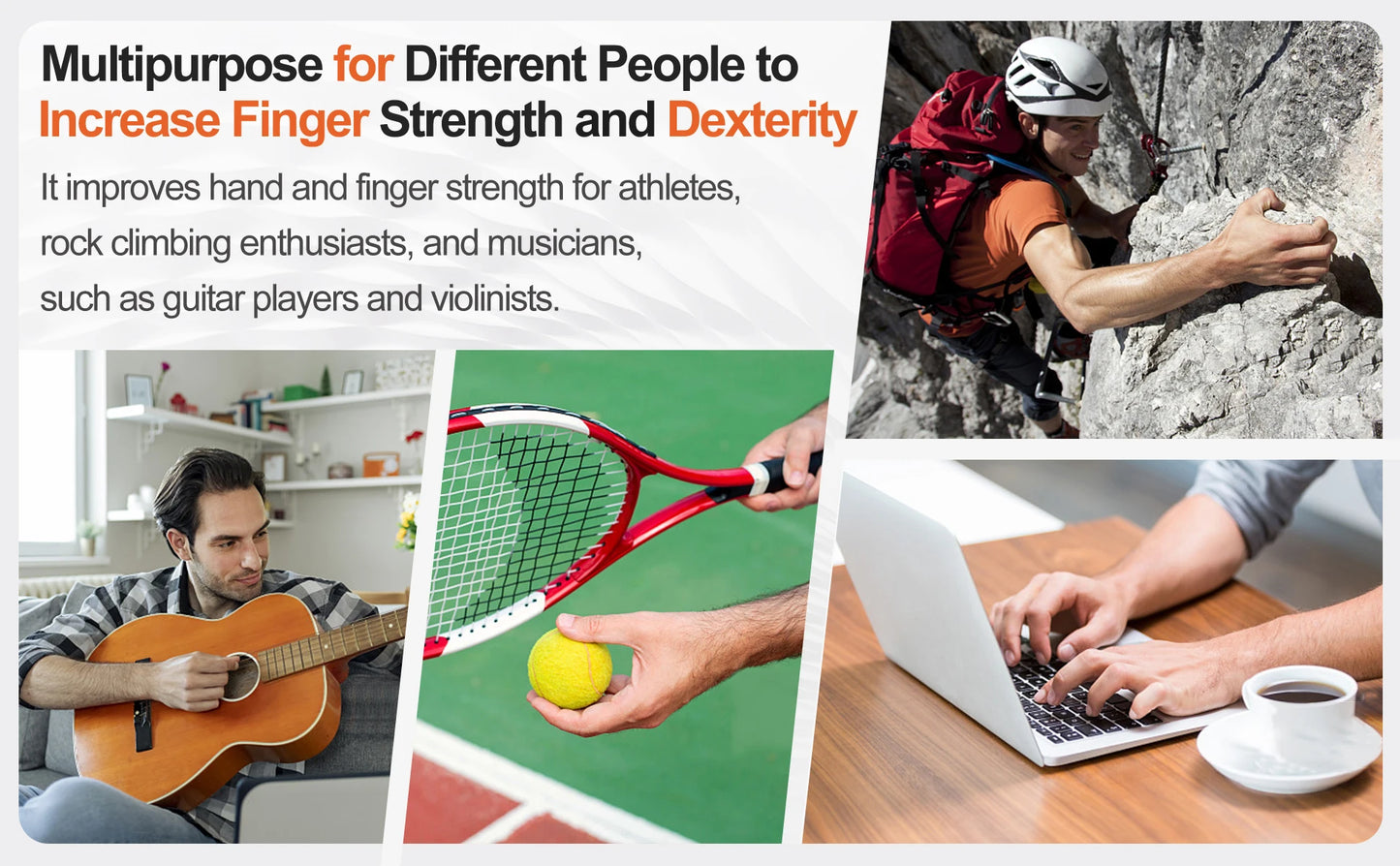 Grip Trainer Kit (Hand Gripper, Finger Exercisers, Stress Ball, Forearm Ring)