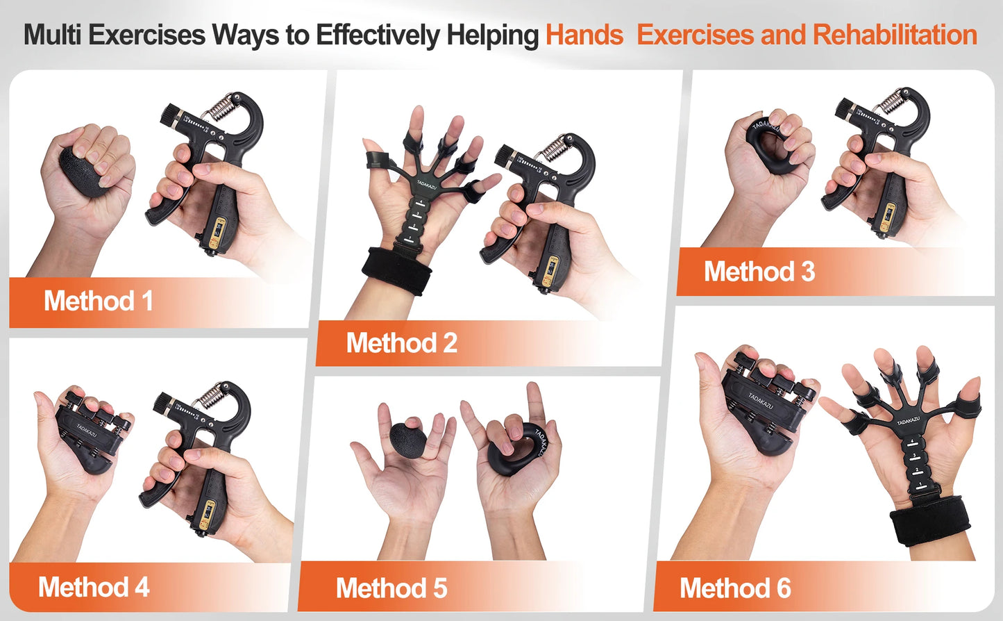 Grip Trainer Kit (Hand Gripper, Finger Exercisers, Stress Ball, Forearm Ring)