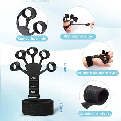 Grip Trainer Kit (Hand Gripper, Finger Exercisers, Stress Ball, Forearm Ring)