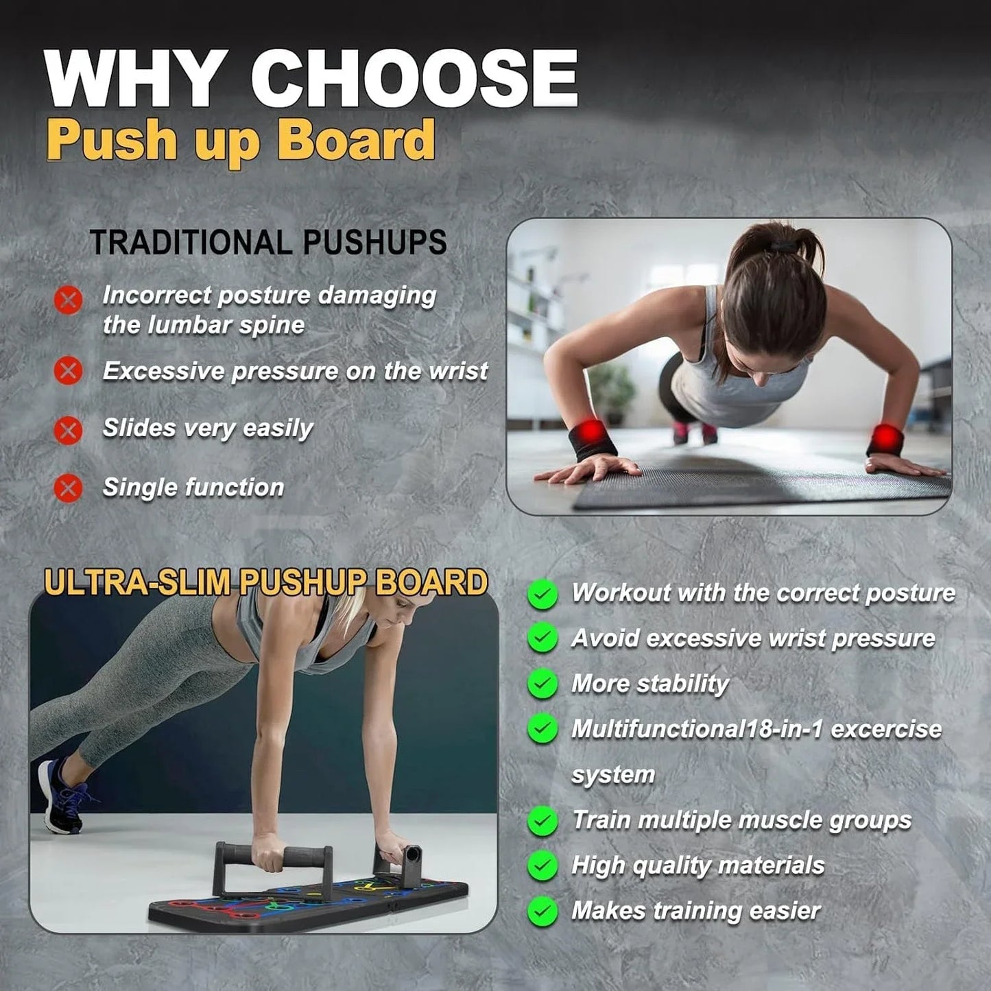 Push-Up Board with Handles (Home Gym)