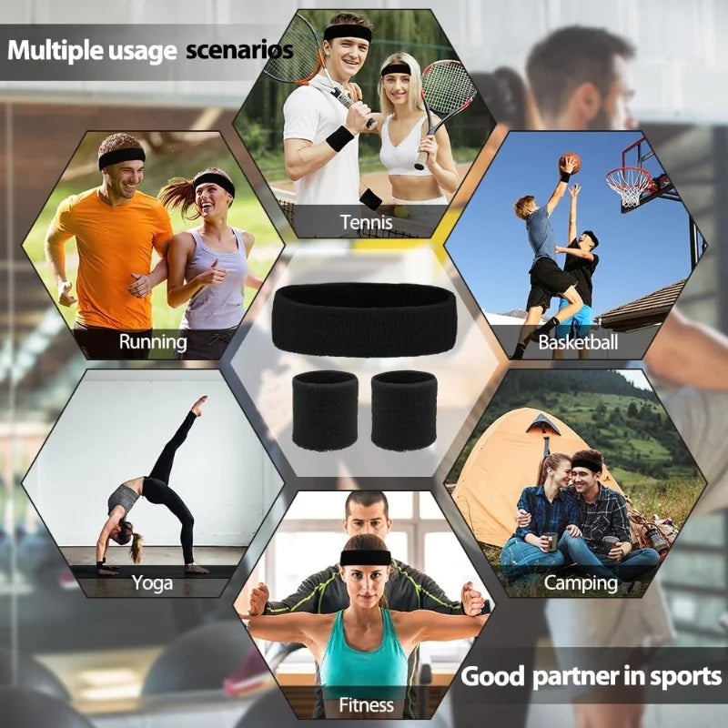 Athletic Sweatband Set (3-Pack, Cotton)