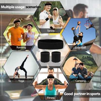 Athletic Sweatband Set (3-Pack, Cotton)