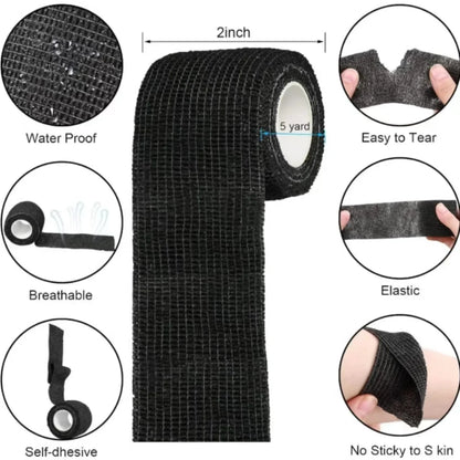 Self-Adhesive Sports Bandages (10/20 pcs, Black)