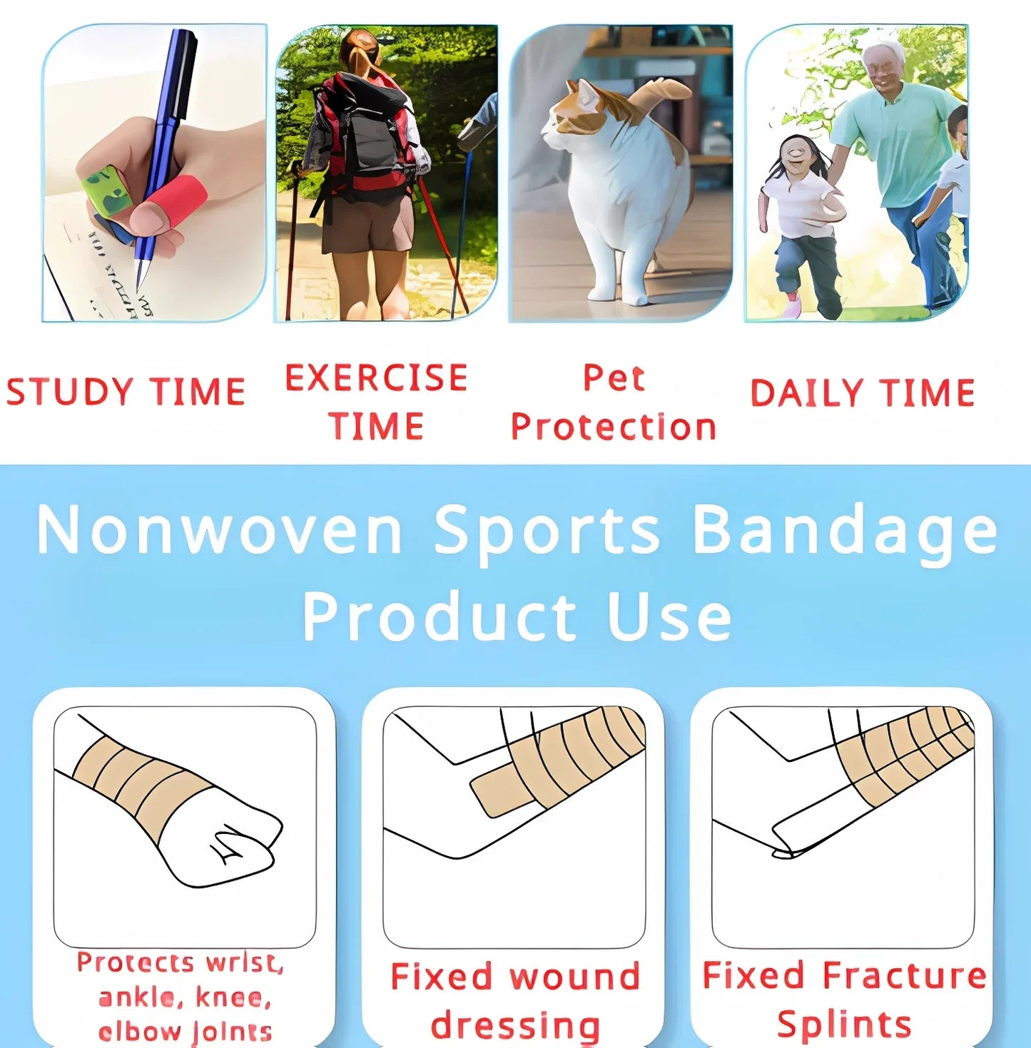 Self-Adhesive Sports Bandages (10/20 pcs, Black)