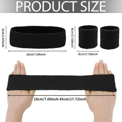 Athletic Sweatband Set (3-Pack, Cotton)