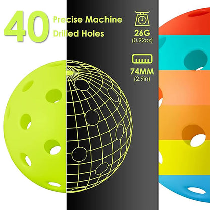 4PCS 40 Holes Pickleballs Balls High Elasticity & Durable Pickle Balls for Sport Outdoor Play for All Style Pickleball Paddles